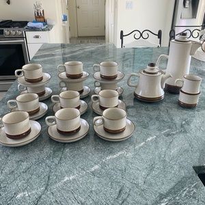 Denby Potters Wheel (Rust/Tan) Tea & Coffee set of 12
